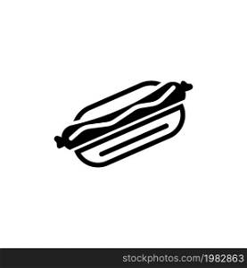 Hot Dog. Flat Vector Icon. Simple black symbol on white background. Hot Dog Flat Vector Icon
