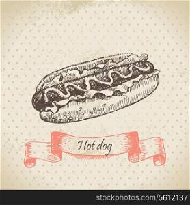 Hot dog. Hand drawn illustration