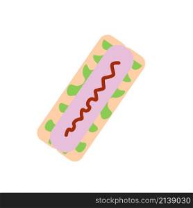 Hot dog icon. Fast food symbol. Colored sign. Food logo. Unhealthy meal. Simple design. Vector illustration. Stock image. EPS 10.. Hot dog icon. Fast food symbol. Colored sign. Food logo. Unhealthy meal. Simple design. Vector illustration. Stock image.