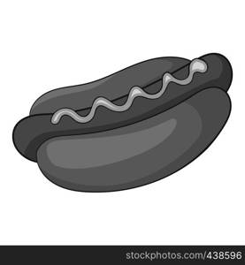 Hot dog icon in monochrome style isolated on white background vector illustration. Hot dog icon monochrome