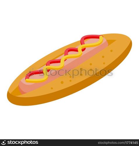 Hot dog icon. Isometric of Hot dog vector icon for web design isolated on white background. Hot dog icon, isometric style