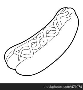 Hot dog icon. Outline illustration of hot dog vector icon for web design. Hot dog icon, outline style