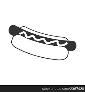 Hot dog icon. Street food symbol. Sausage in dough vector.