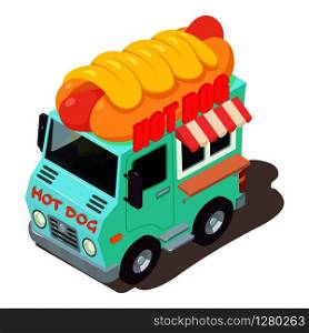Hot dog machine icon. Isometric illustration of hot dog machine vector icon for web. Hot dog machine icon, isometric style