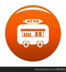 Hot dog shop trailer icon. Simple illustration of hot dog shop trailer vector icon for any design orange. Hot dog shop trailer icon vector orange