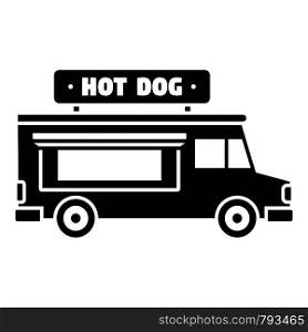 Hot dog truck icon. Simple illustration of hot dog truck vector icon for web design isolated on white background. Hot dog truck icon, simple style