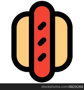 Hot dog with crispy sausage.