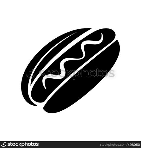 Hot dog with mustard icon in simple style on a white background. Hot dog with mustard icon, simple style