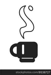 Hot drink in cup monochrome flat vector object. Fragrant drink. Steaming tea. Editable black and white thin line icon. Simple cartoon clip art spot illustration for web graphic design. Hot drink in cup monochrome flat vector object