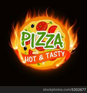 Hot Fire Pizza Icon Menu Template Vector Illustration EPS10. Hot Fire Pizza Icon Menu Template Vector Illustration