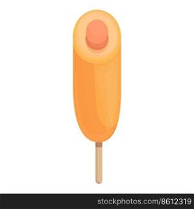 Hot food icon cartoon vector. Corn dog stick. Corndog food. Hot food icon cartoon vector. Corn dog stick