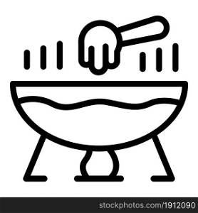 Hot french cheese icon outline vector. Fondue liquid. Food sauce. Hot french cheese icon outline vector. Fondue liquid