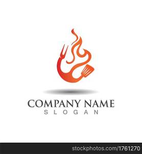 Hot grill logo template for business restaurant vector design