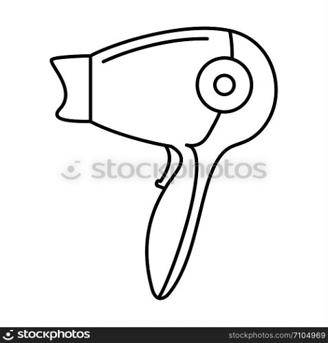 Hot hair dryer icon. Outline hot hair dryer vector icon for web design isolated on white background. Hot hair dryer icon, outline style