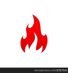 Hot ignite symbol, orange blazing fire flame isolated flat icon. Vector dangerous burning bonfire or c&fire. Bright ignition, flammable warning sign. Flaming fire blaze, firewood red light. Fire icon red flame isolated flaming warning sign