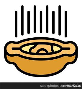 Hot khachapuri icon outline vector. Food bread. Meal dish color flat. Hot khachapuri icon vector flat