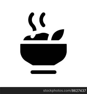 Hot meal black glyph ui icon. Dinner time. Healthy food. Delicious breakfast. User interface design. Silhouette symbol on white space. Solid pictogram for web, mobile. Isolated vector illustration. Hot meal black glyph ui icon