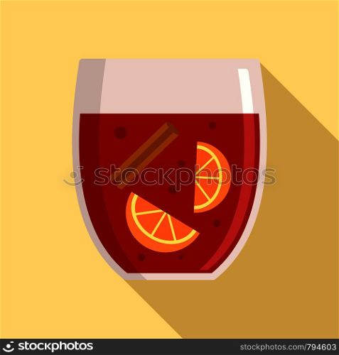 Hot mulled wine icon. Flat illustration of hot mulled wine vector icon for web design. Hot mulled wine icon, flat style