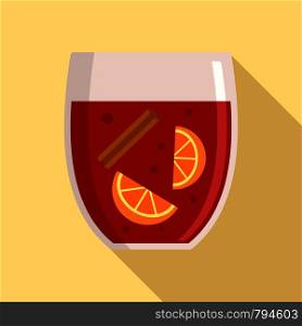 Hot mulled wine icon. Flat illustration of hot mulled wine vector icon for web design. Hot mulled wine icon, flat style