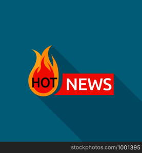 Hot news logo. Flat illustration of hot news vector logo for web design. Hot news logo, flat style