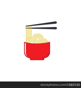 Hot noodle logo vector icon design
