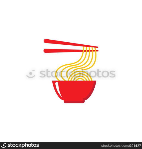 Hot noodle logo vector icon design