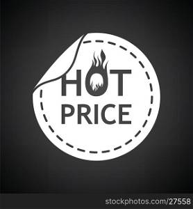 Hot price icon. Black background with white. Vector illustration.
