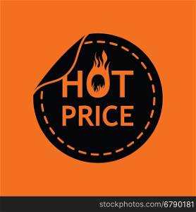 Hot price icon. Orange background with black. Vector illustration.
