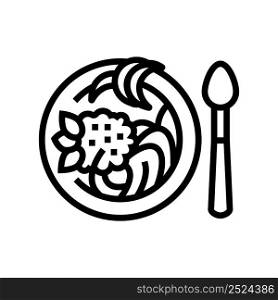 hot soup pasta line icon vector. hot soup pasta sign. isolated contour symbol black illustration. hot soup pasta line icon vector illustration
