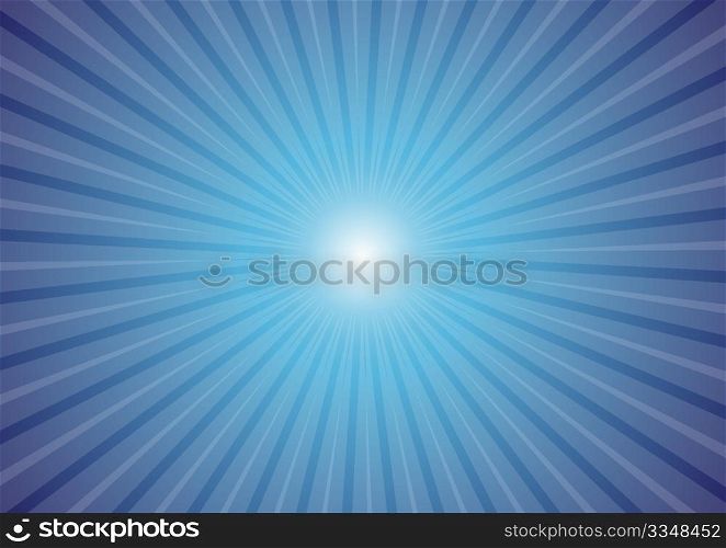 Hot Summer Background - Sun Rays on Blue Background