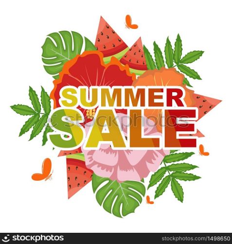 Hot Summer Sale Banner with Fruit Floral Flower