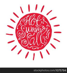 Hot summer sale. Hand draw lettering of summer.. Hand draw lettering of summer.