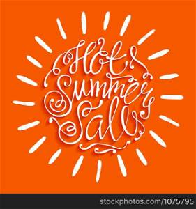 Hot summer sale. Hand draw lettering of summer.. Hot summer sale.