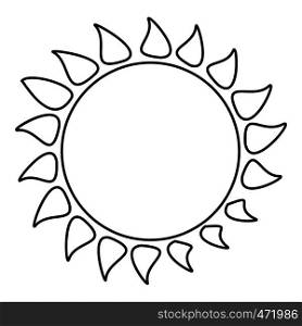 Hot sun icon. Outline illustration of hot sun icon for web design. Hot sun icon, outline style