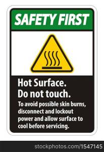 Hot Surface, Do Not Touch, To Avoid Possible Skin Burns, Disconnect And Lockout Power And Allow Surface To Cool Before Servicing Symbol Sign Isolate On White Background,Vector Illustration