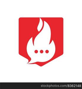 Hot talk vector logo design. Fire chat icon logo design concept.	