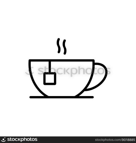 Hot tea cup outline pictogram design on white background.