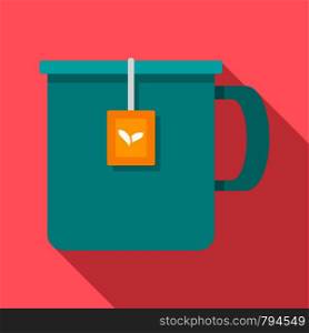 Hot tea mug icon. Flat illustration of hot tea mug vector icon for web design. Hot tea mug icon, flat style