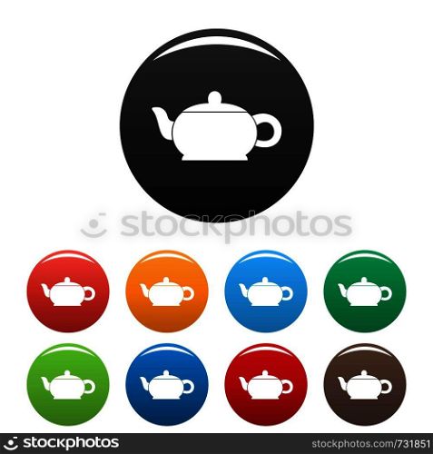 Hot teapot icon. Simple illustration of hot teapot vector icons set color isolated on white. Hot teapot icons set color vector