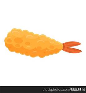 Hot tempura icon cartoon vector. Cooking prawn. Deep dish. Hot tempura icon cartoon vector. Cooking prawn
