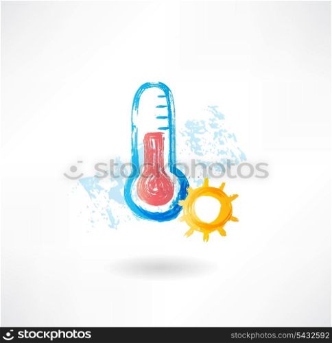 hot thermometer grunge icon