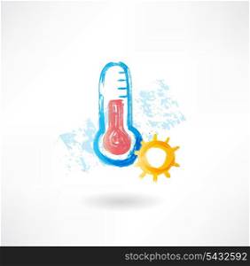 hot thermometer grunge icon