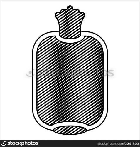Hot Water Bottle Icon, Hot Water Bottle With Stopper Icon Vector Art Illustration