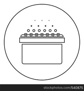 Hot whirlpool Spa Bathtub with foam bubbles Bath Relax bathroom Bath spa icon in circle round outline black color vector illustration flat style simple image