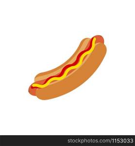Hotdog vector icon. Hot dog flat vector icon isolated on white background. Hotdog vector icon. Hot dog flat vector