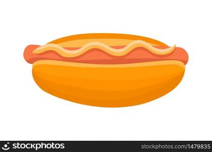 Hotdog. Vector isolated flat illustration fast food for poster, menus, brochure, web and icon fastfood.
