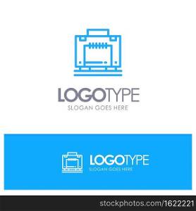 Hotel, Bag, Suitcase, Luggage Blue Logo Line Style