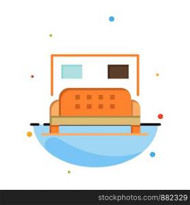 Hotel, Bed, Bedroom, Service Abstract Flat Color Icon Template