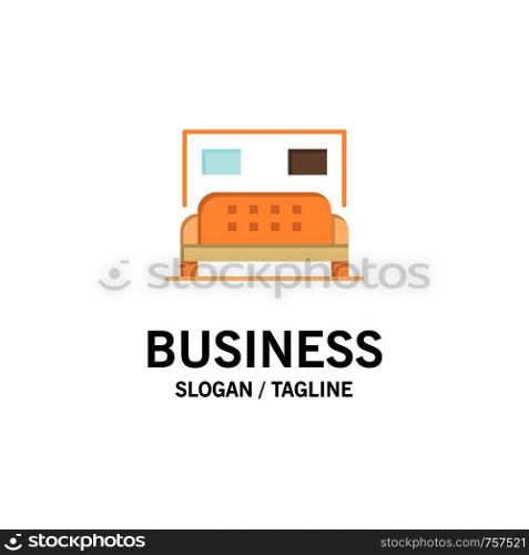 Hotel, Bed, Bedroom, Service Business Logo Template. Flat Color