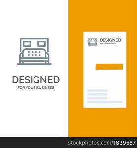 Hotel, Bed, Bedroom, Service Grey Logo Design and Business Card Template